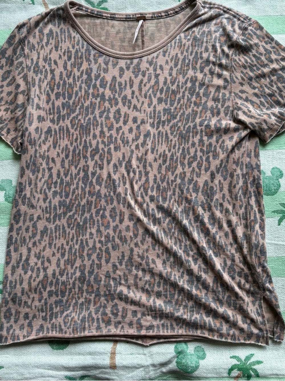 Free people Leopard Cheetah Print Short Sleeve Tee